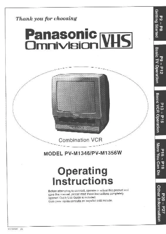 Mode d'emploi PANASONIC PV-M1346