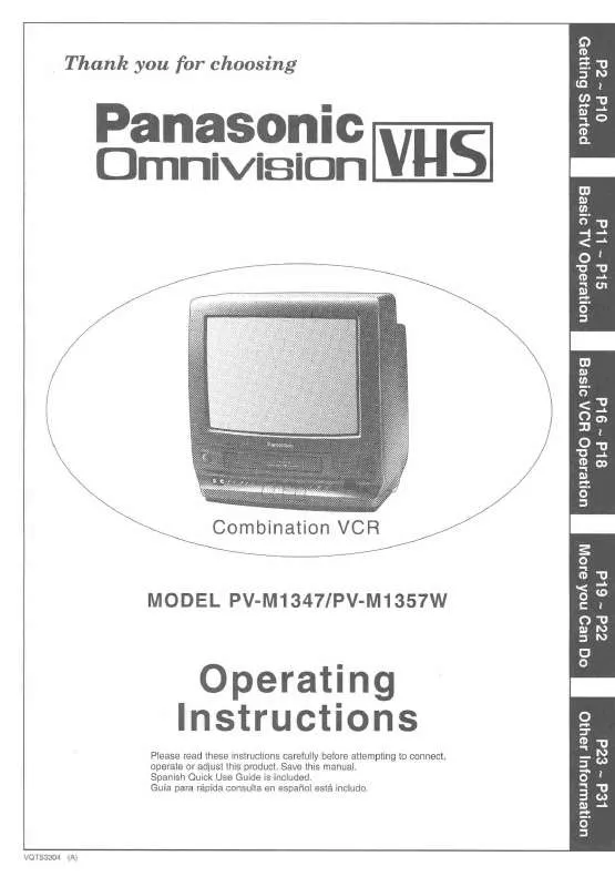 Mode d'emploi PANASONIC PV-M1347