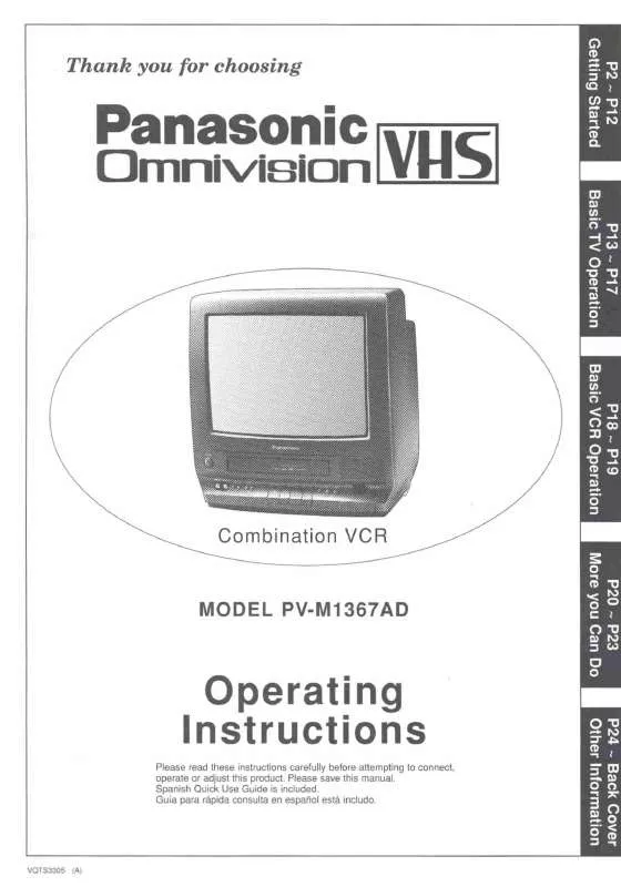 Mode d'emploi PANASONIC PV-M1367AD