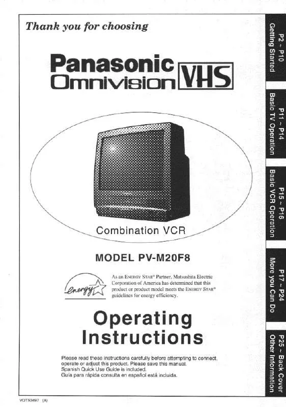 Mode d'emploi PANASONIC PV-M20F8