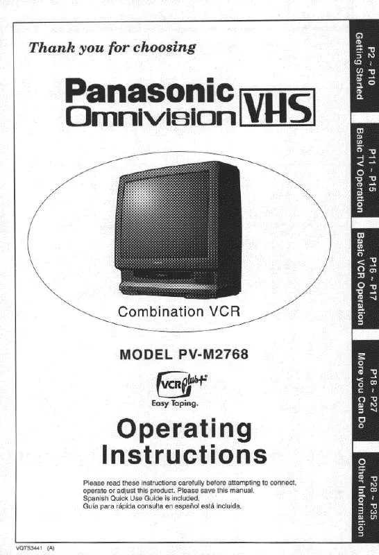 Mode d'emploi PANASONIC PV-M2768