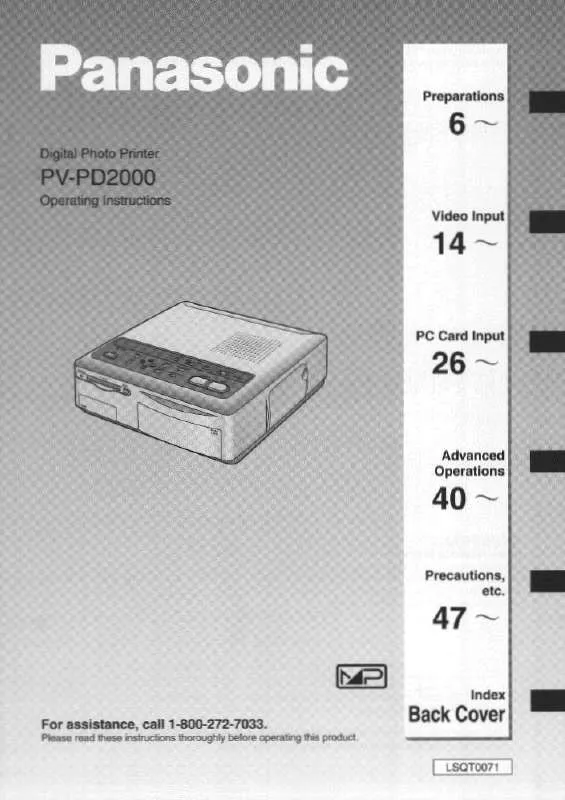 Mode d'emploi PANASONIC PV-PD2000