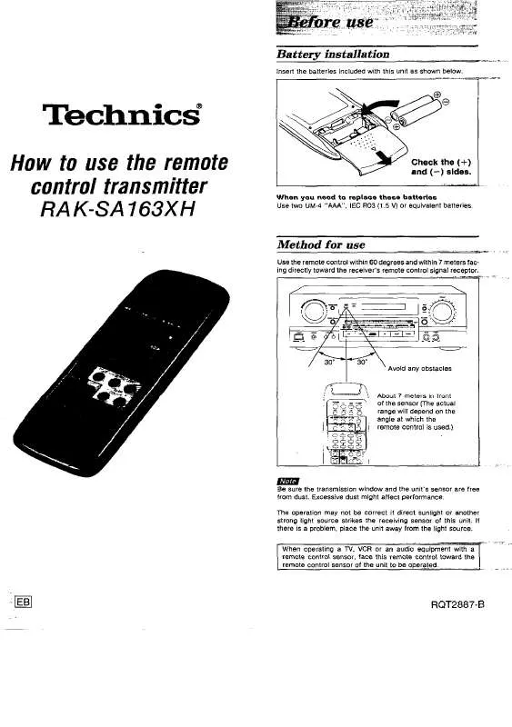 Mode d'emploi PANASONIC RAKSSA163XH