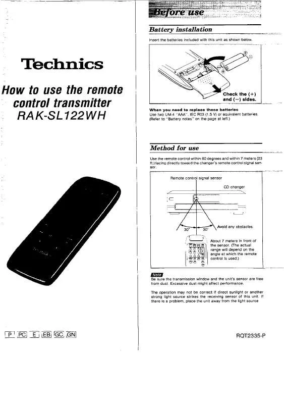 Mode d'emploi PANASONIC RAKSSL122WH