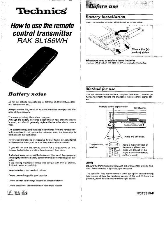 Mode d'emploi PANASONIC RAKSSL186WH