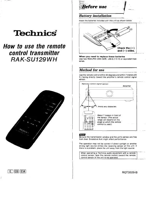 Mode d'emploi PANASONIC RAKSSU129WH