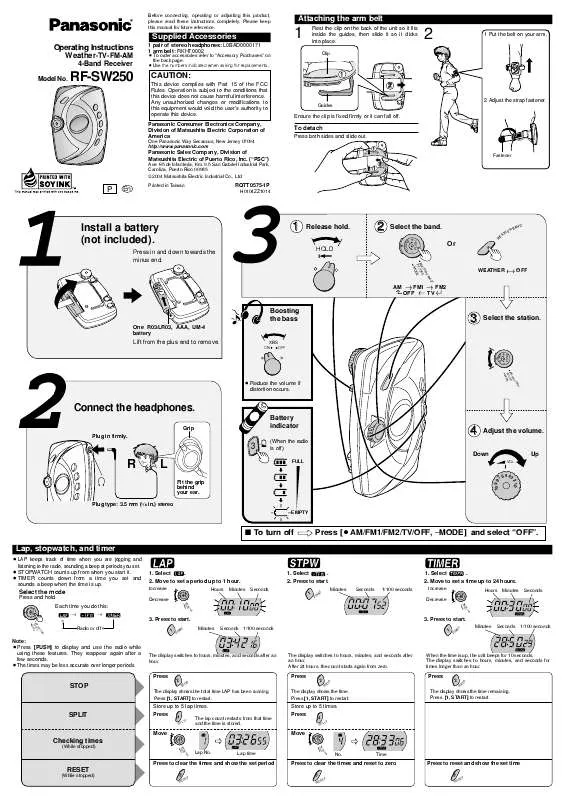 Mode d'emploi PANASONIC RF-SW250