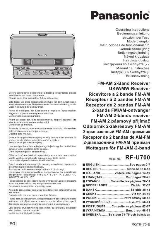 Mode d'emploi PANASONIC RF-U700