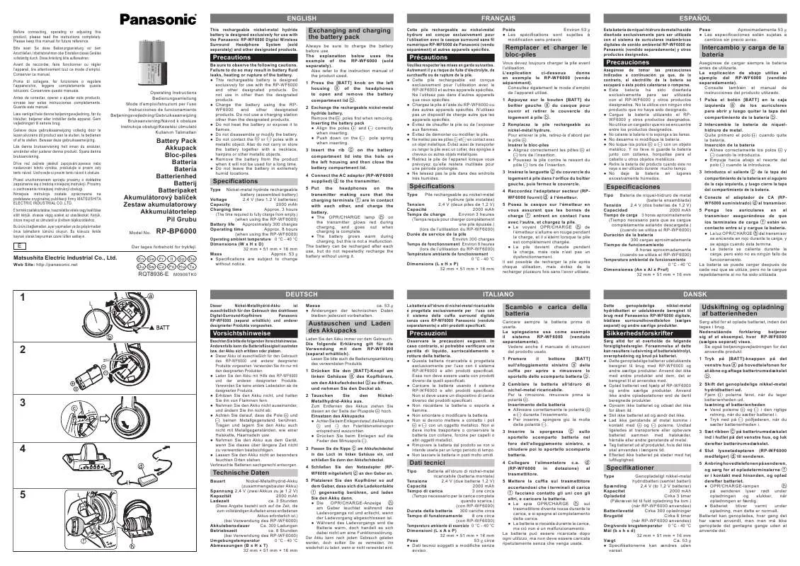 Mode d'emploi PANASONIC RP-BP6000