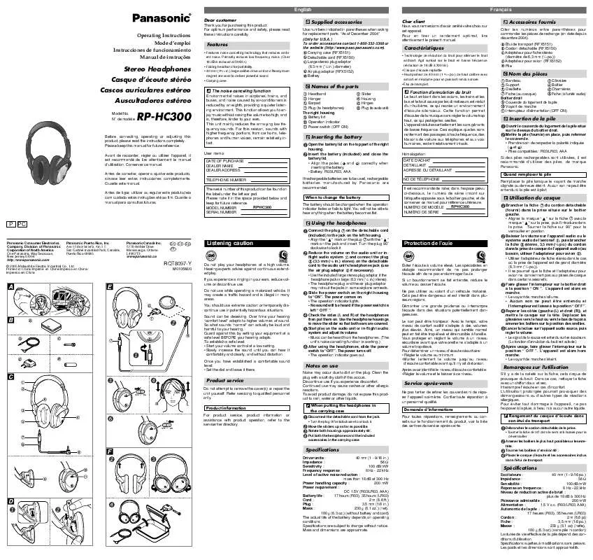 Mode d'emploi PANASONIC RP-HC300