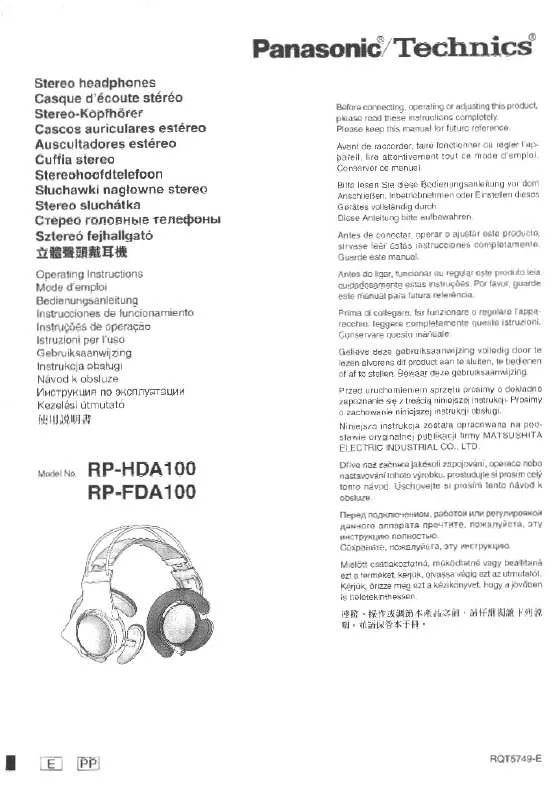 Mode d'emploi PANASONIC RP-HDA100