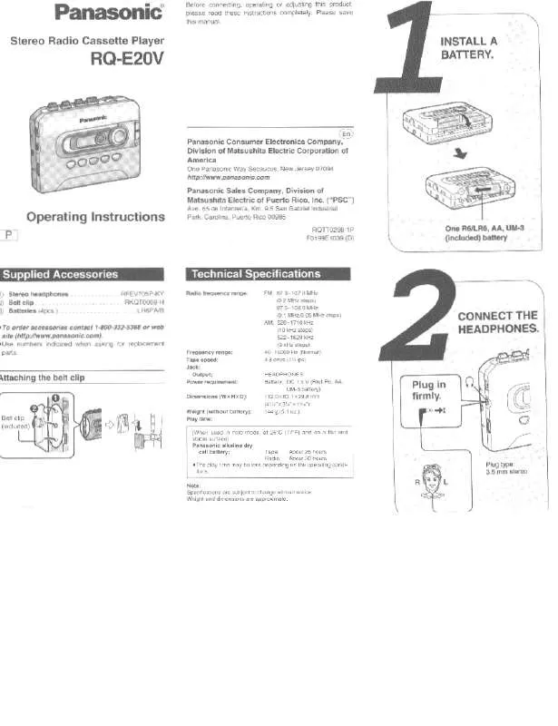 Mode d'emploi PANASONIC RQ-E20