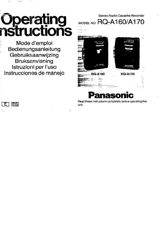 Mode d'emploi PANASONIC RQ-A160