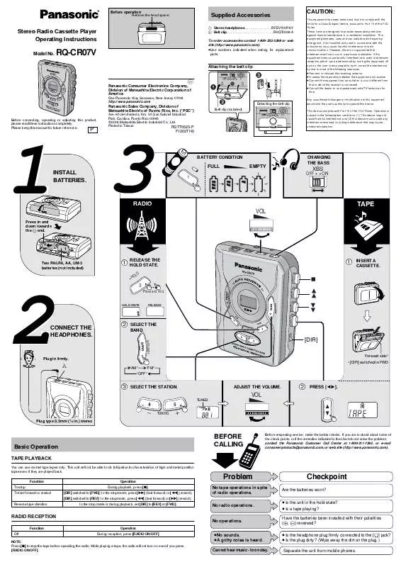 Mode d'emploi PANASONIC RQ-CR07V