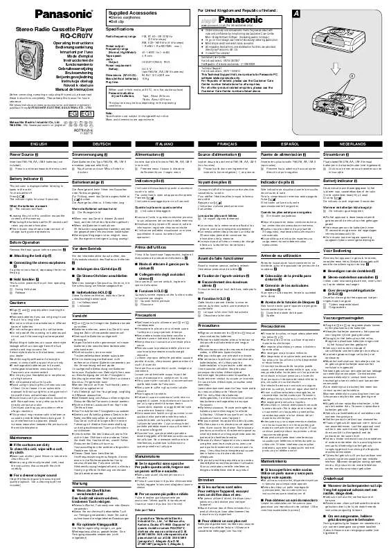 Mode d'emploi PANASONIC RQ-CR07VEG1