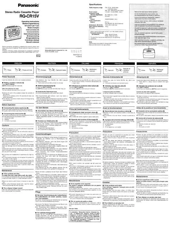 Mode d'emploi PANASONIC RQ-CR15