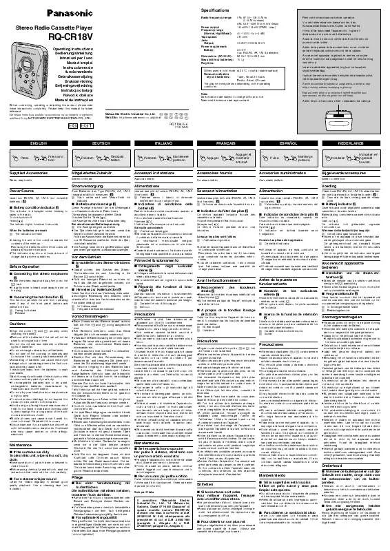 Mode d'emploi PANASONIC RQ-CR18V