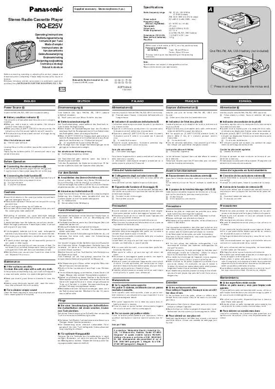 Mode d'emploi PANASONIC RQ-E25V