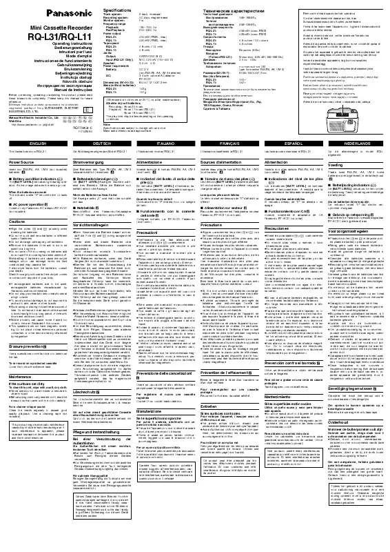 Mode d'emploi PANASONIC RQ-L11