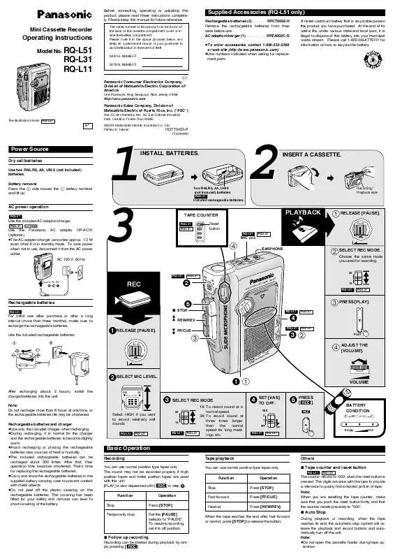 Mode d'emploi PANASONIC RQ-L51