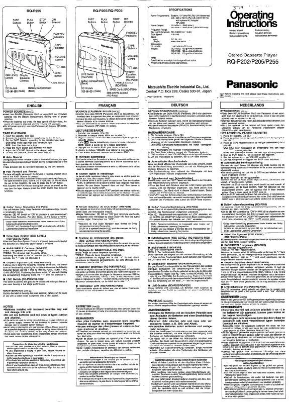 Mode d'emploi PANASONIC RQ-P205