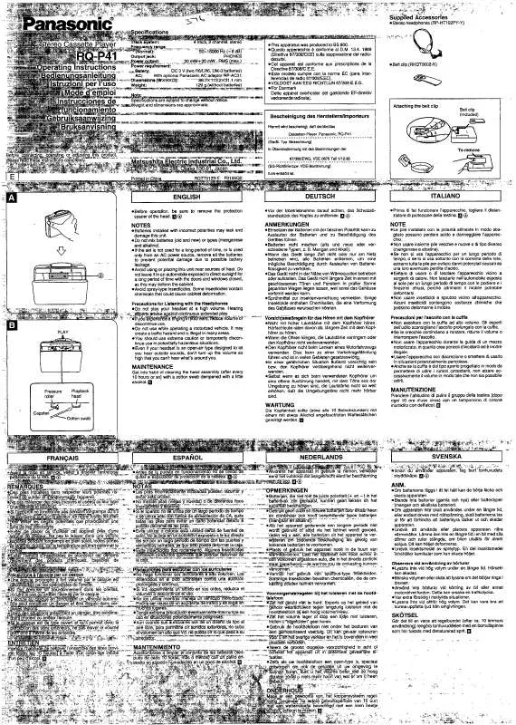 Mode d'emploi PANASONIC RQ-P41