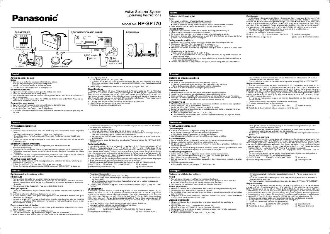 Mode d'emploi PANASONIC RQ-SPT70