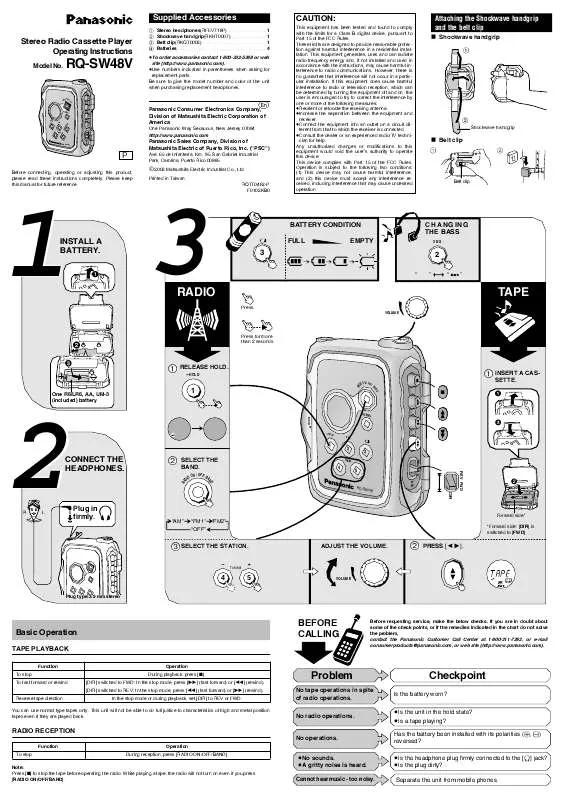 Mode d'emploi PANASONIC RQ-SW48V