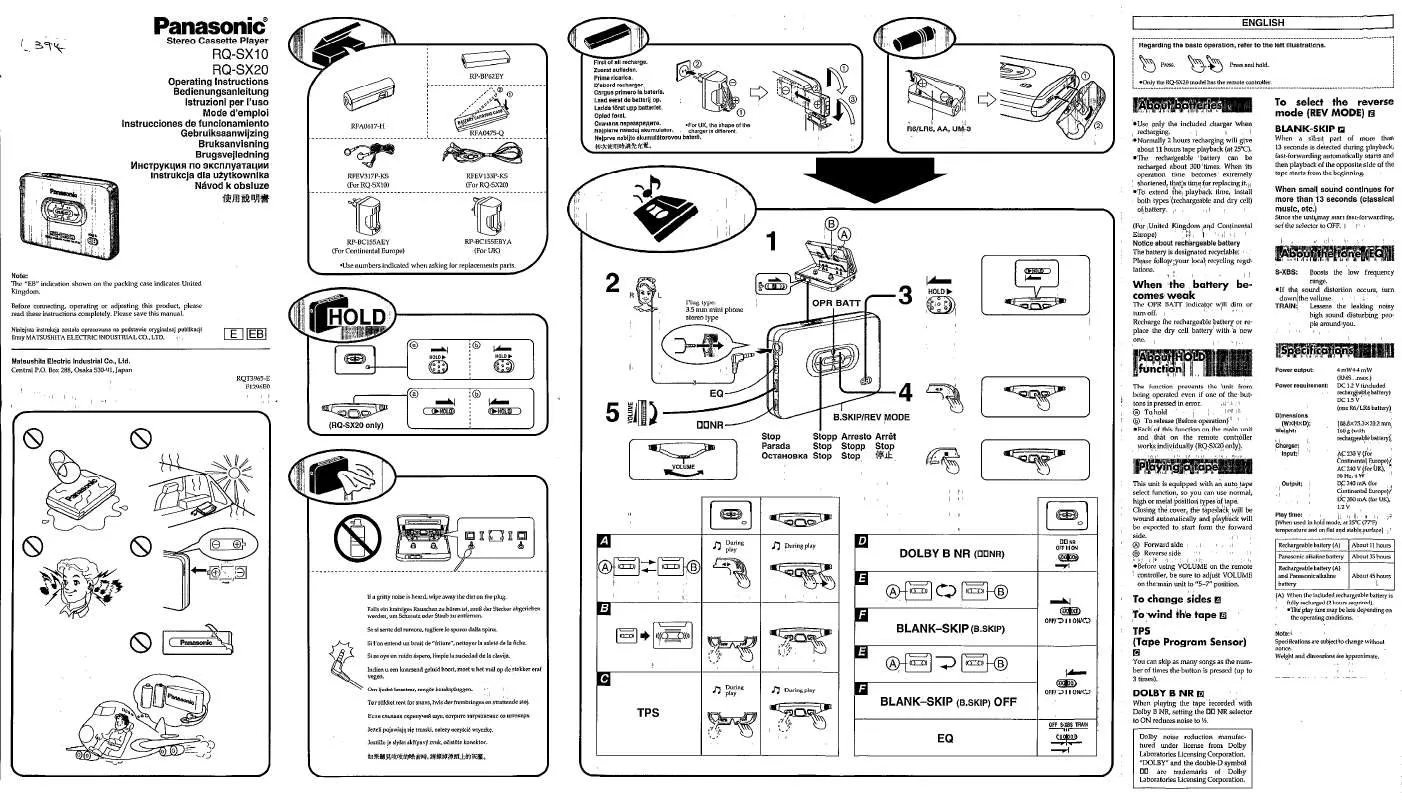 Mode d'emploi PANASONIC RQ-SX10