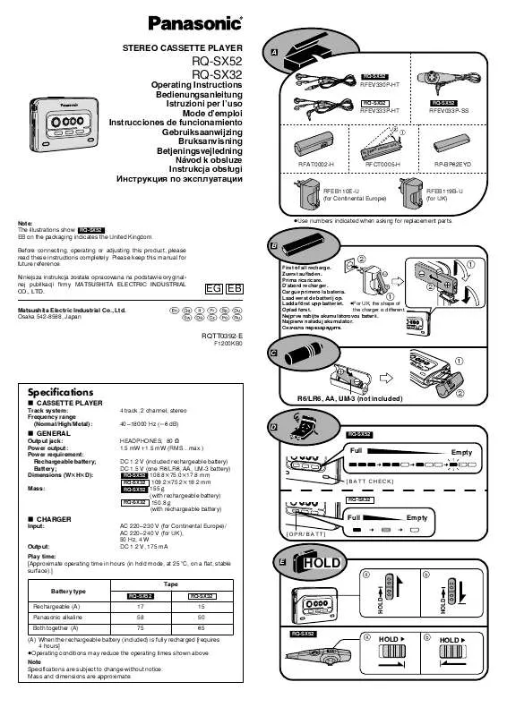 Mode d'emploi PANASONIC RQ-SX32