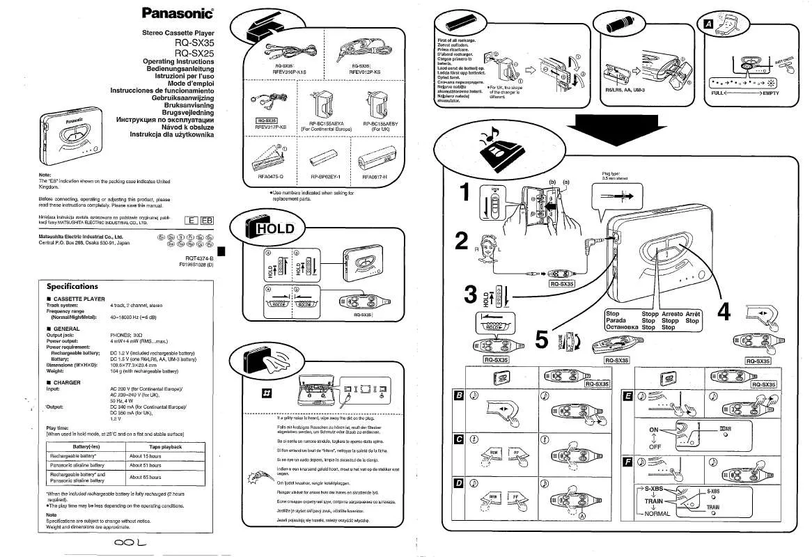 Mode d'emploi PANASONIC RQ-SX35