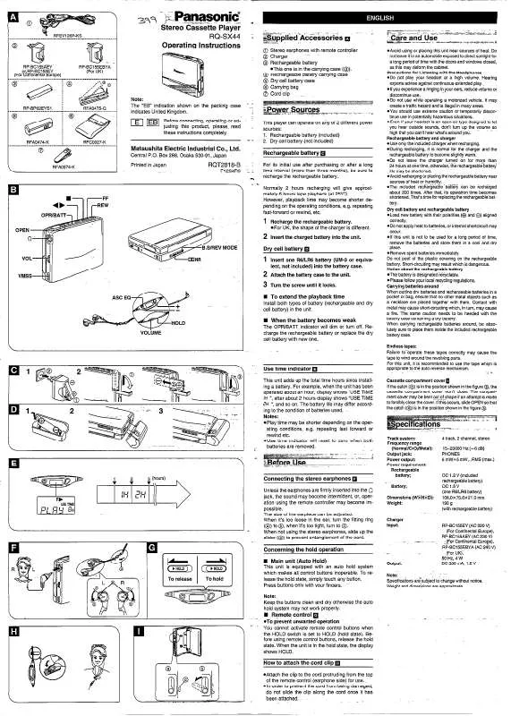 Mode d'emploi PANASONIC RQ-SX44