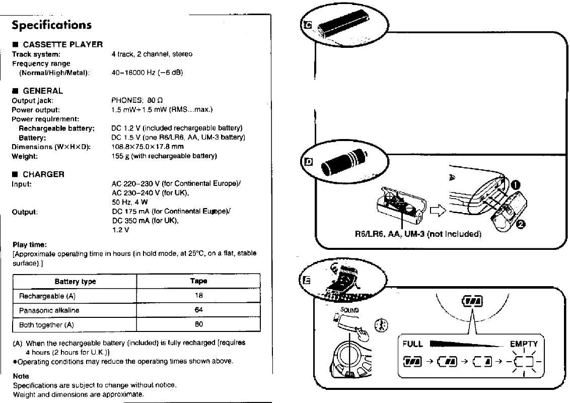 Mode d'emploi PANASONIC RQ-SX71