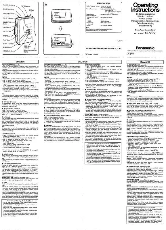 Mode d'emploi PANASONIC RQ-V156