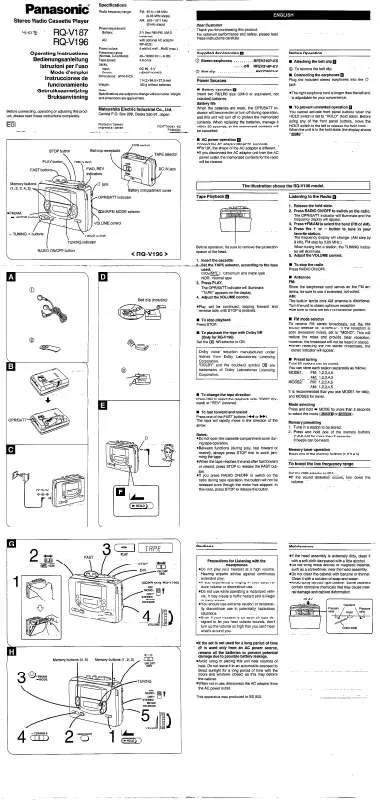 Mode d'emploi PANASONIC RQ-V187