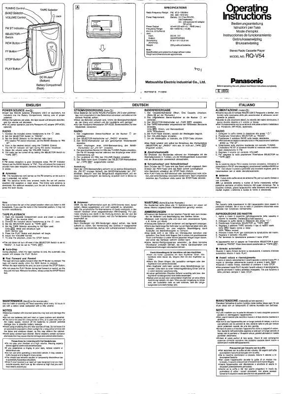 Mode d'emploi PANASONIC RQ-V54