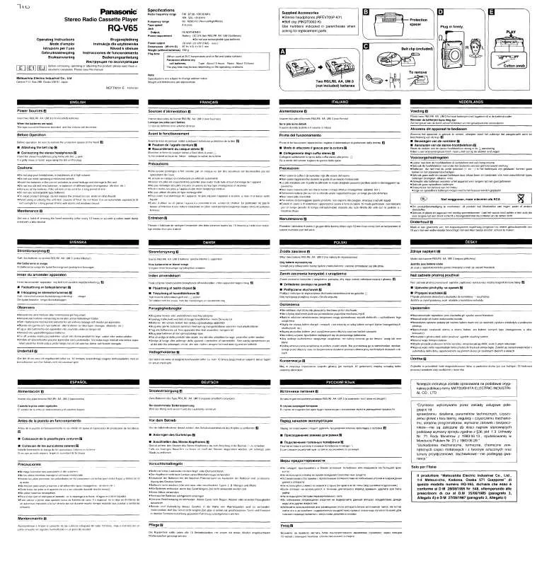 Mode d'emploi PANASONIC RQ-V65