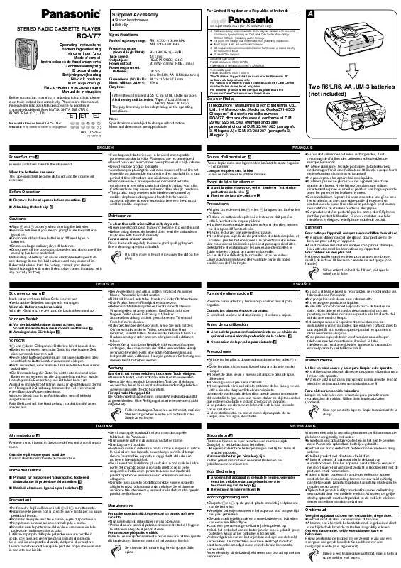 Mode d'emploi PANASONIC RQ-V77E