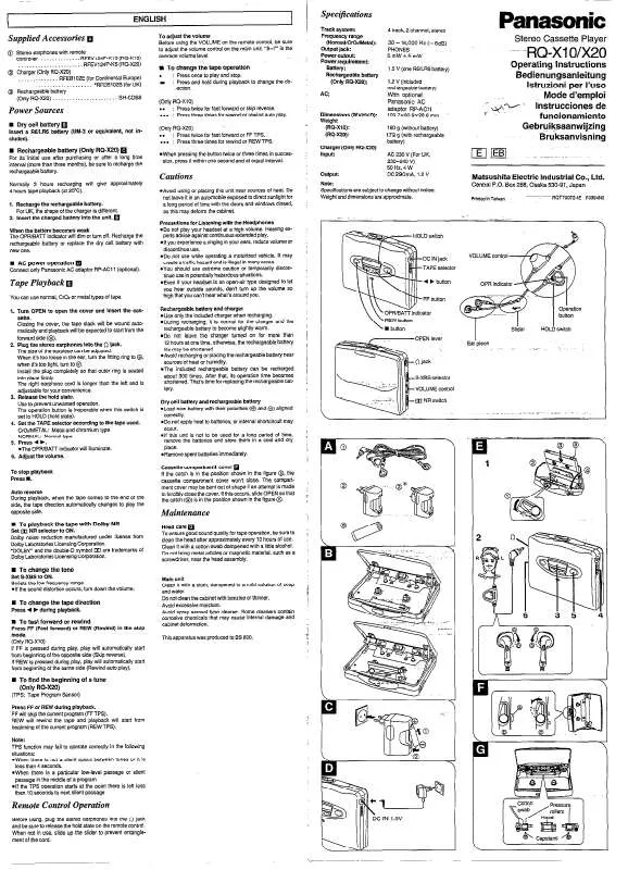 Mode d'emploi PANASONIC RQ-X10