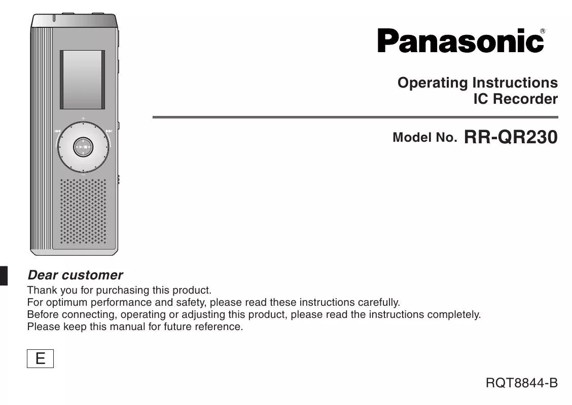 Mode d'emploi PANASONIC RR-QR230