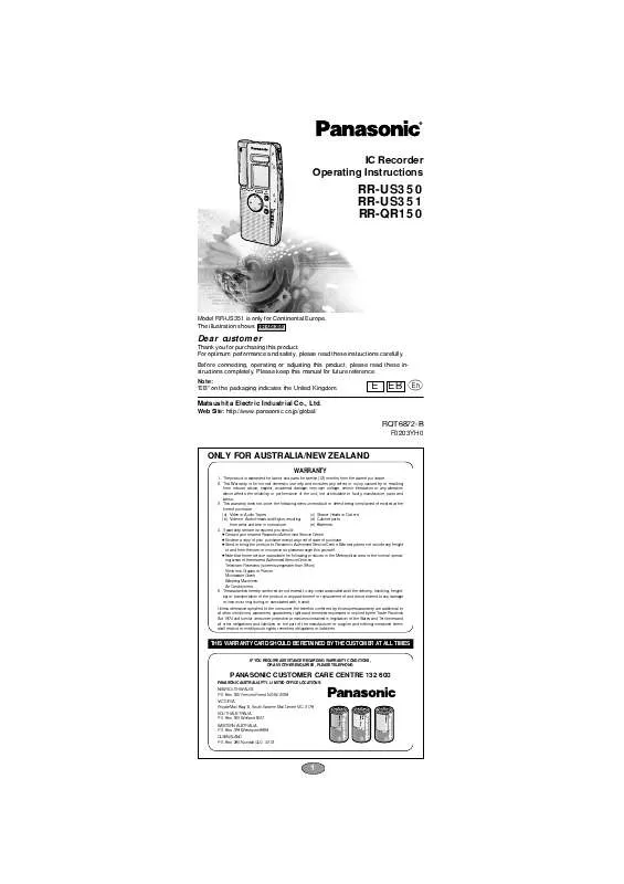 Mode d'emploi PANASONIC RR-US150E