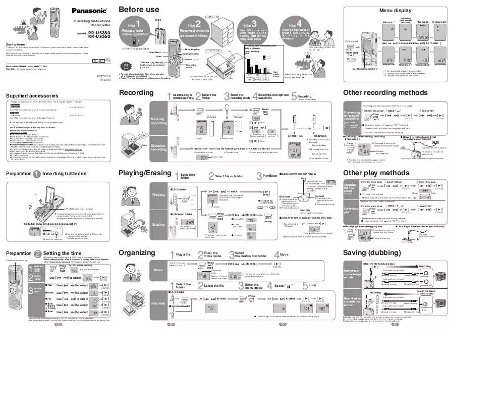 Mode d'emploi PANASONIC RR-US380