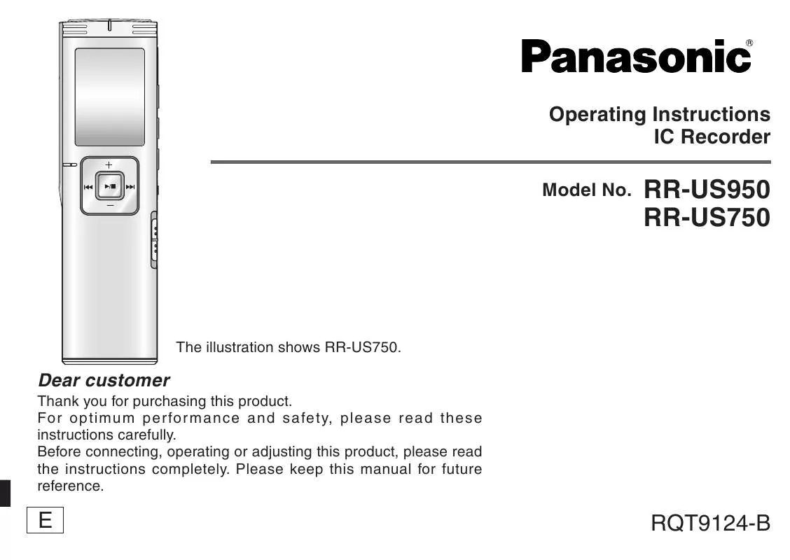 Mode d'emploi PANASONIC RR-US750