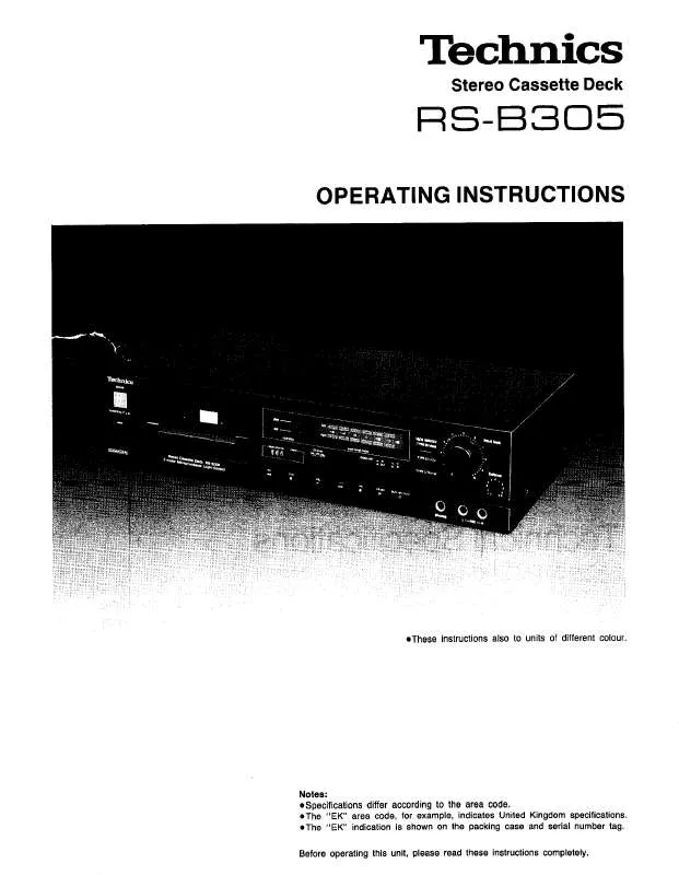 Mode d'emploi PANASONIC RS-B305