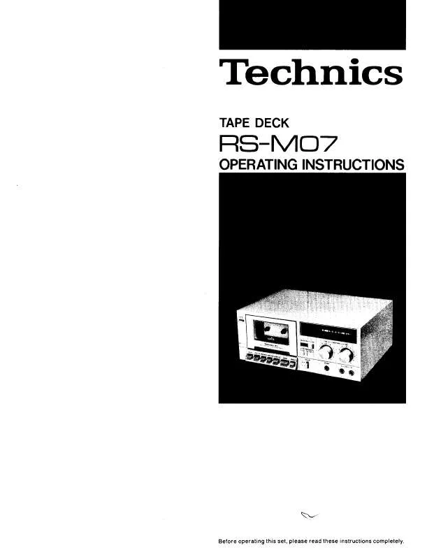 Mode d'emploi PANASONIC RS-M07