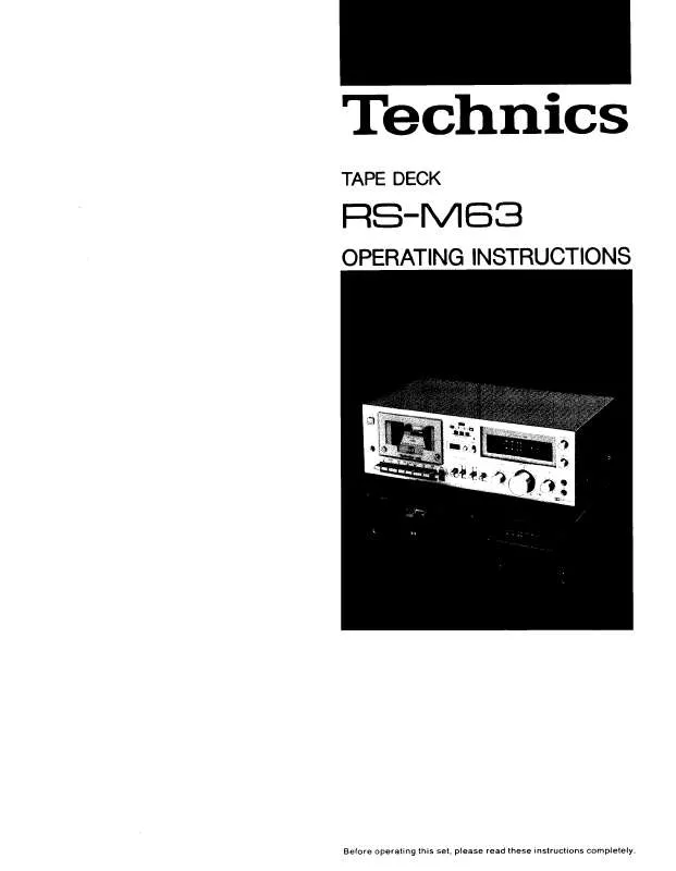 Mode d'emploi PANASONIC RS-M63