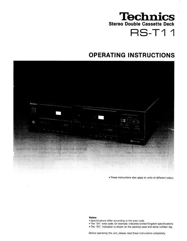 Mode d'emploi PANASONIC RS-T11