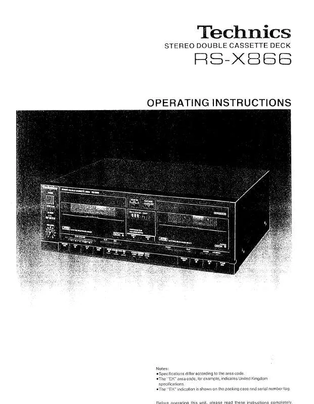 Mode d'emploi PANASONIC RS-X866