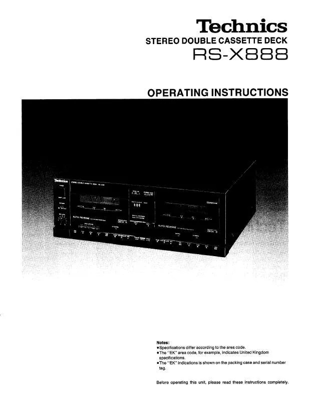 Mode d'emploi PANASONIC RS-X888