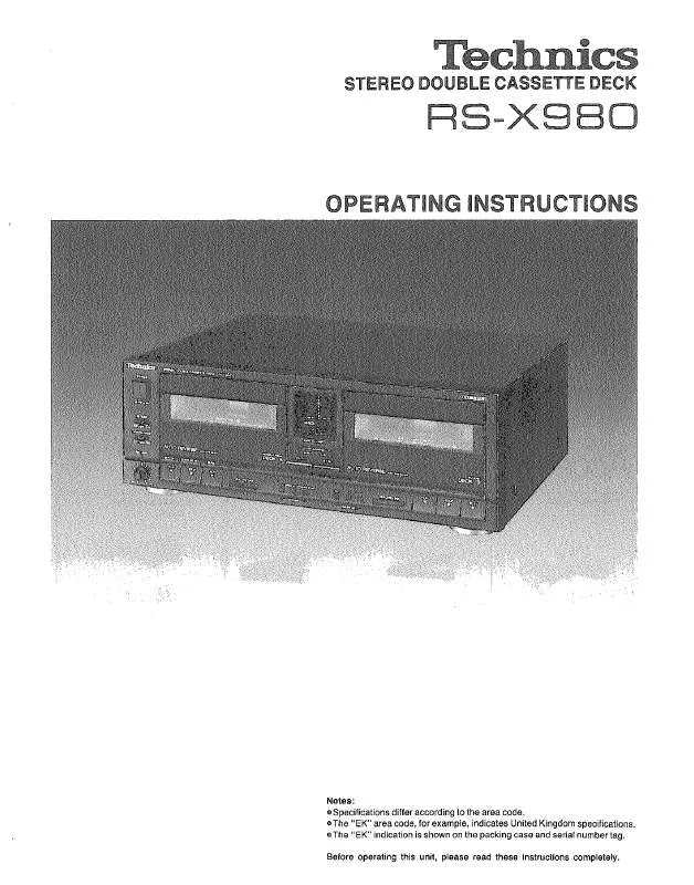 Mode d'emploi PANASONIC RS-X980